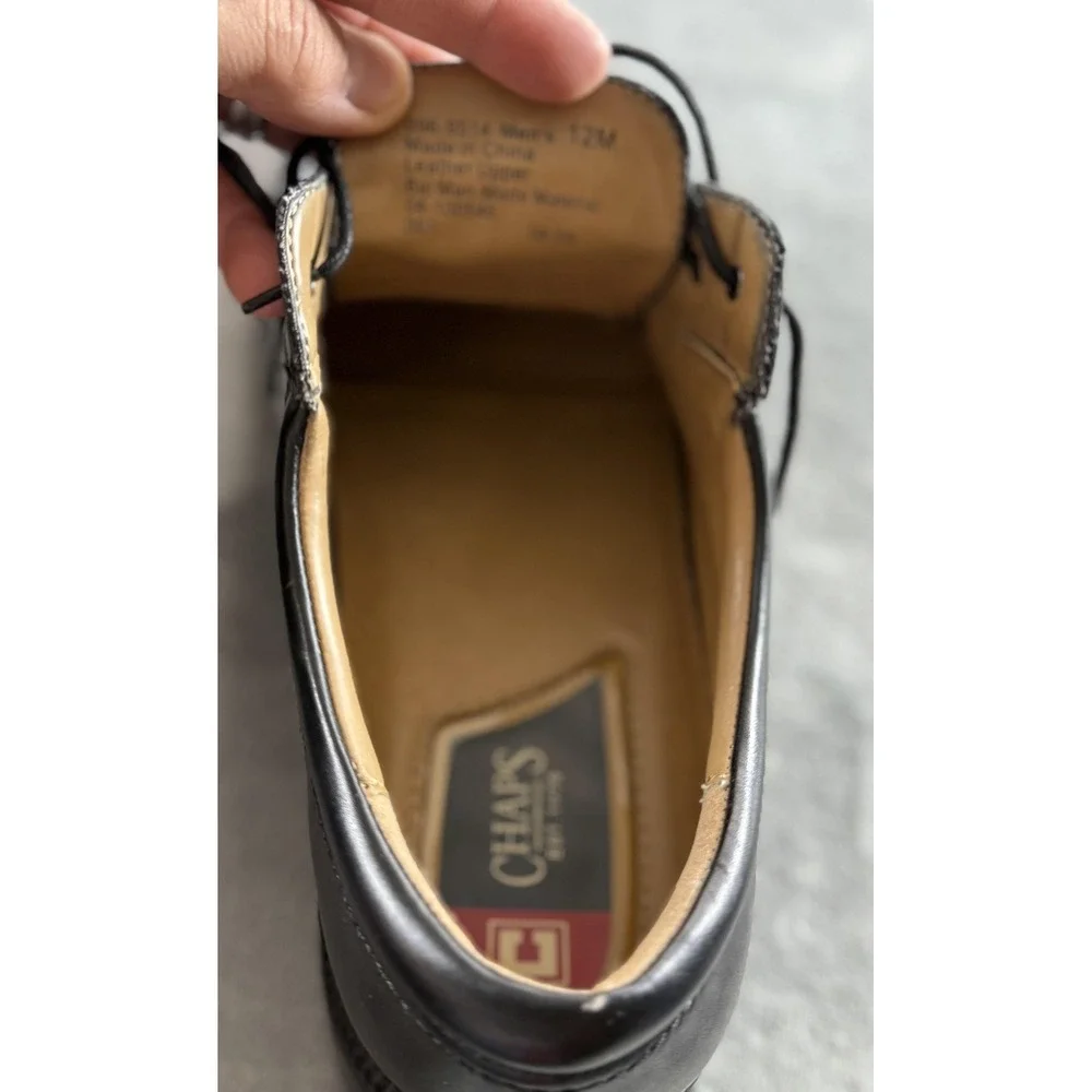 Chaps Dress Shoes Mens Size‎ 12M Black Cap Toe Leather Lace Up Oxford 096-9514